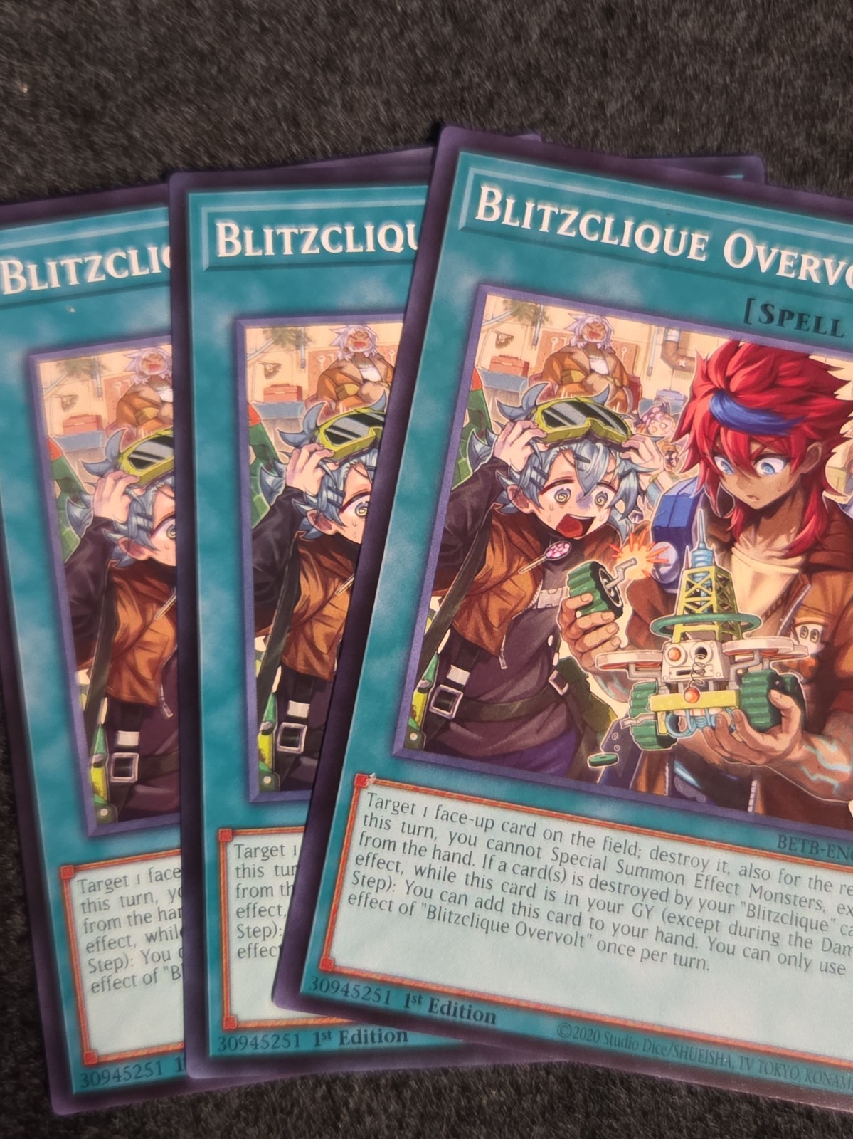 Yugioh 3x Blitzclique Overvolt BETB-EN066 Common 1st Ed NM