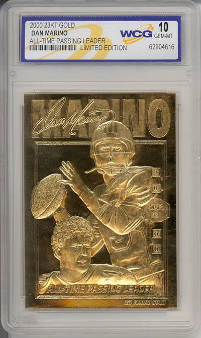 DAN MARINO 2000 23KT Gold Card NFL All-Time Passing Leader Graded GEM MINT 10 DAN MARINO 2000 23KT Gold Card NFL All-Time Passing Leader Graded GEM MINT 10