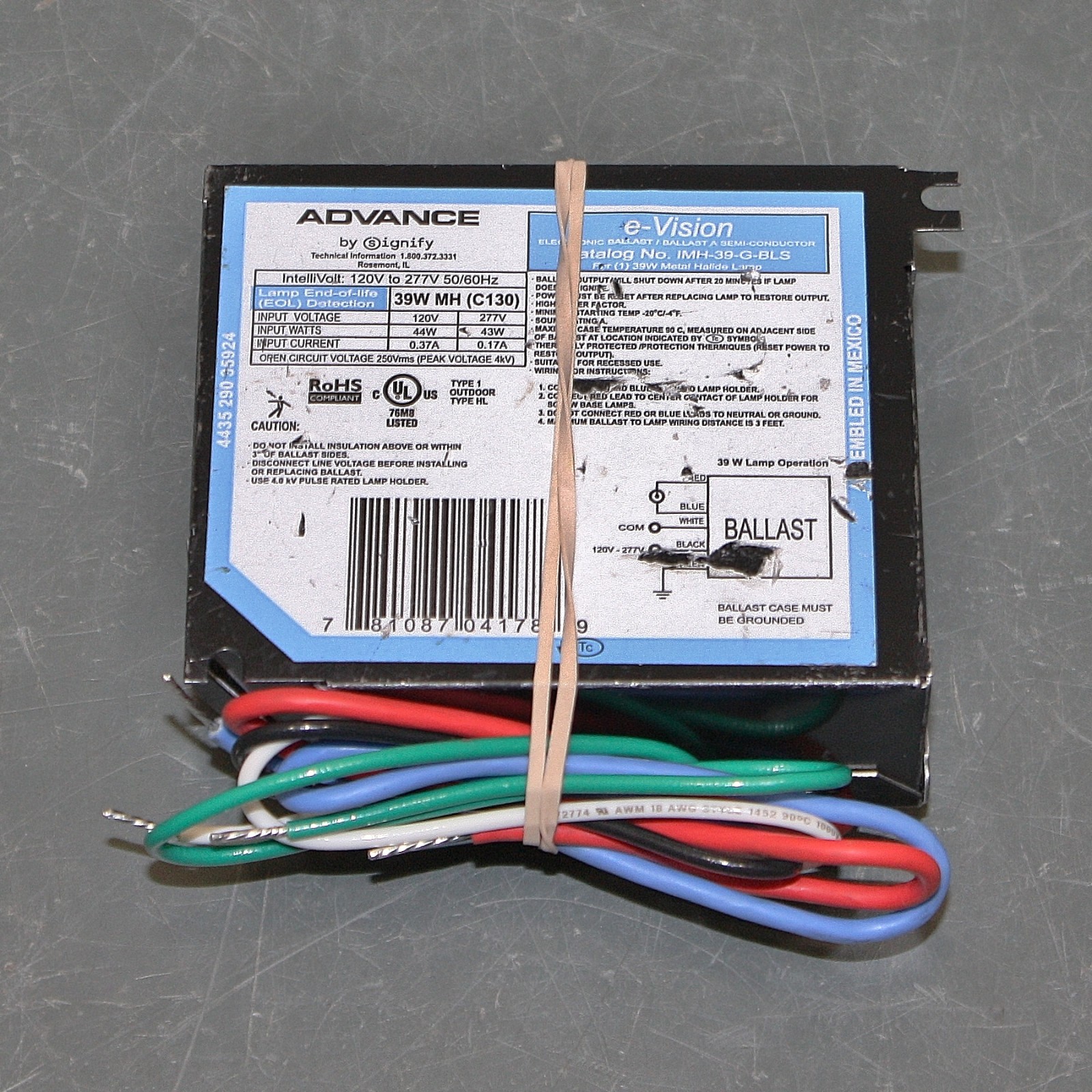 Phillips Advance HID Ballast IMH-39-G-BLS, 120/277V AC, 39W Metal Halide, Pulse