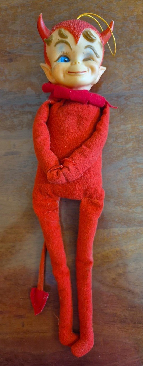 Vintage KAMAR Red Devil Doll Knee Hugger Winking Elf Pixie Taiwan 1960s Vintage KAMAR Red Devil Doll Knee Hugger Winking Elf Pixie Taiwan 1960s