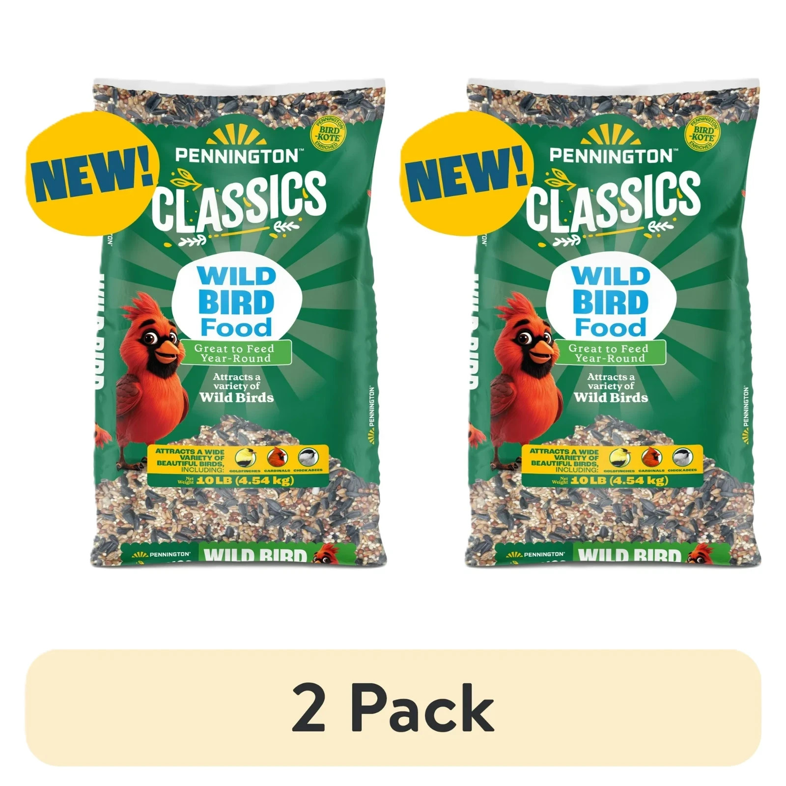 Pennington Classic Dry Wild Bird Feed and Wild Bird Seed, 10 lb. New Bag, 2 Pack