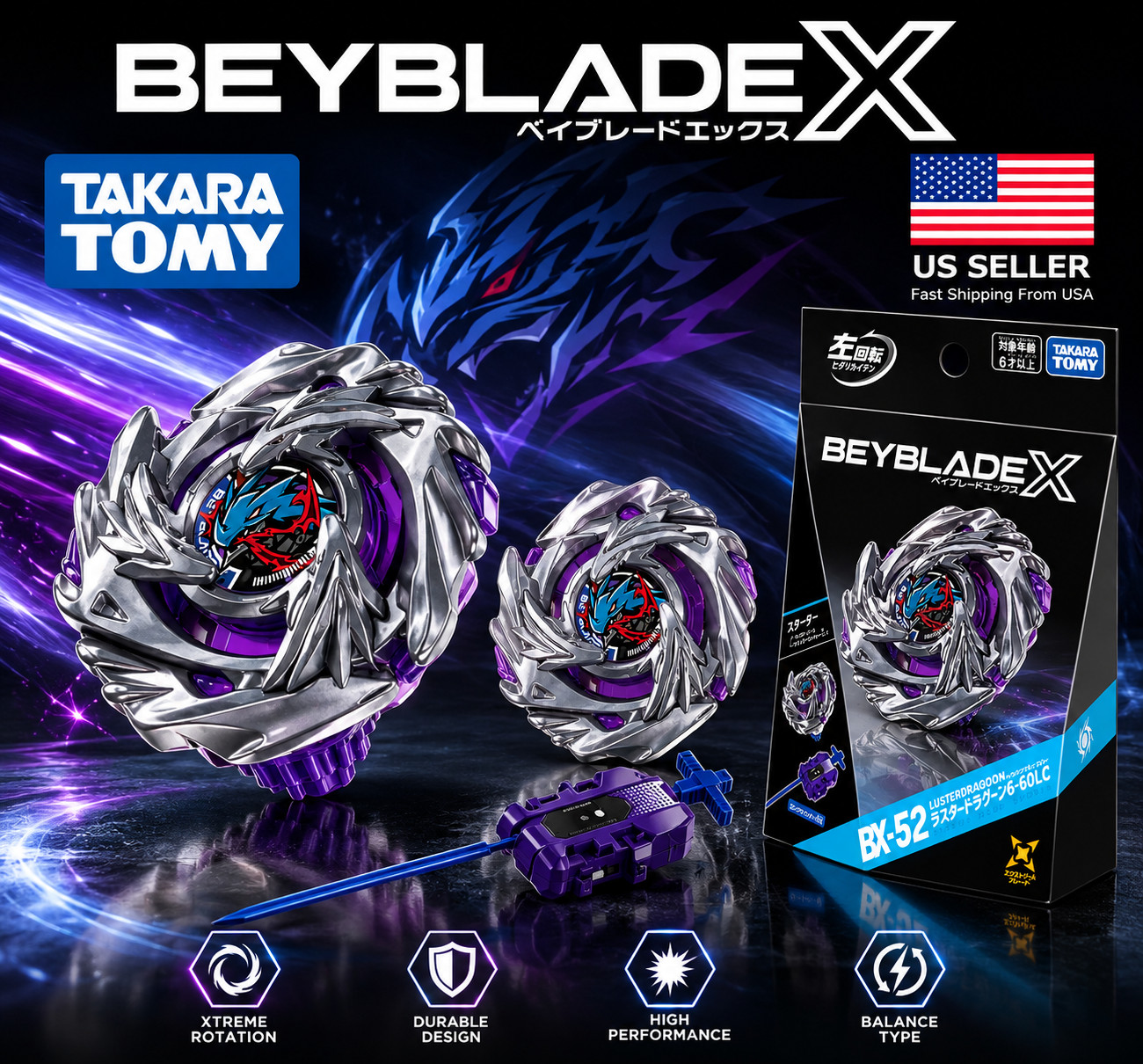 TAKARA TOMY Beyblade X BX-52 Starter Luster Dragoon 6-60LC  PreOrder 10/20 USA