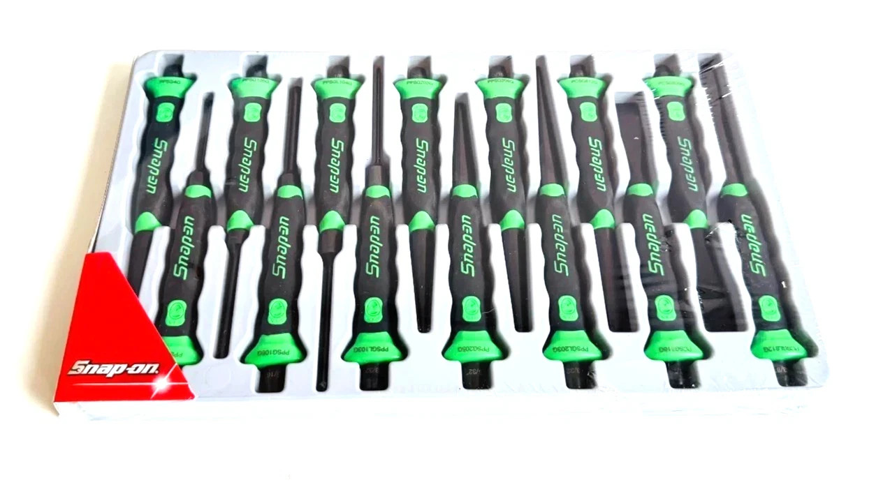 Snap-on Tools 14pc GREEN Soft-Grip Punch & Chisel Set PPCSGL714G NEW Snap-on Tools 14pc GREEN Soft-Grip Punch & Chisel Set PPCSGL714G NEW