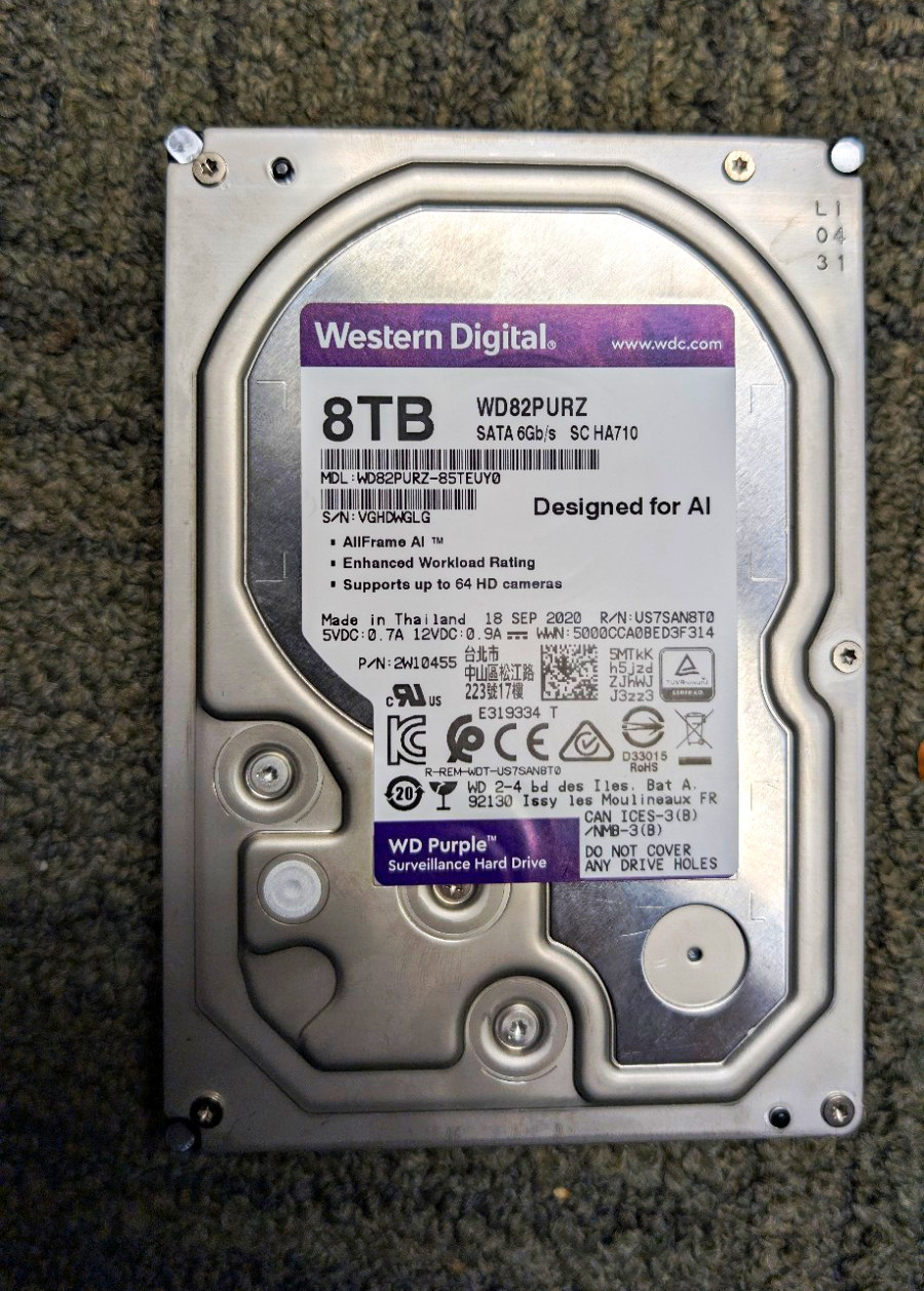 Western Digital WD Purple 8TB 3.5in SATA 6Gb/s AllFrame HDD WD85PURZ