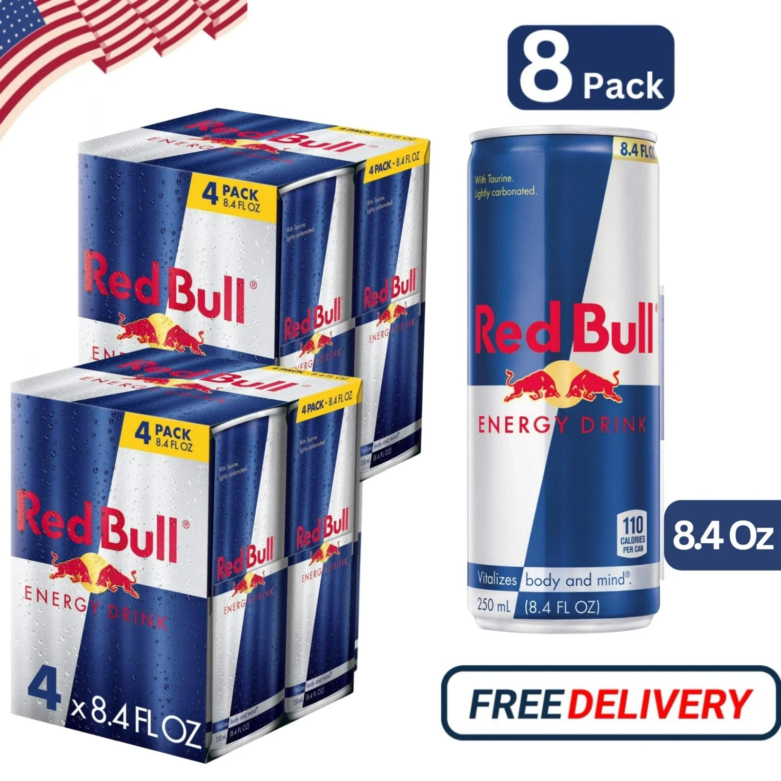 Red Bull Energy Drink, 114mg Caffeine, 8 fl oz Oz (8 Pack) Red Bull Energy Drink, 114mg Caffeine, 8 fl oz Oz (8 Pack)