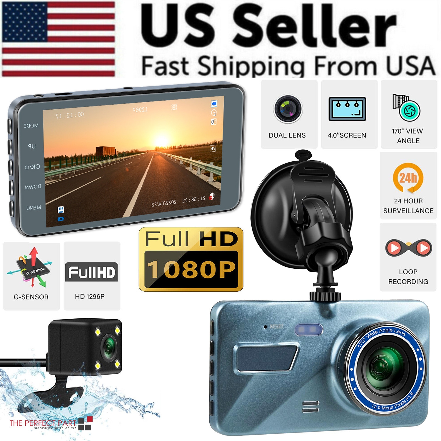 HD 1080P Car Dual Lens Dash Cam 4\ HD 1080P Car Dual Lens Dash Cam 4\