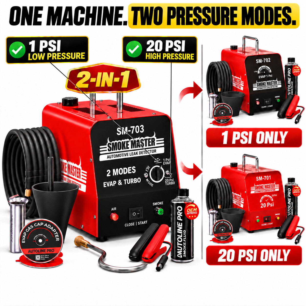 Automotive EVAP Smoke Machine Diagnostic Vacuum Leak Detection Tester 1Psi&20Psi Automotive EVAP Smoke Machine Diagnostic Vacuum Leak Detection Tester 1Psi&20Psi