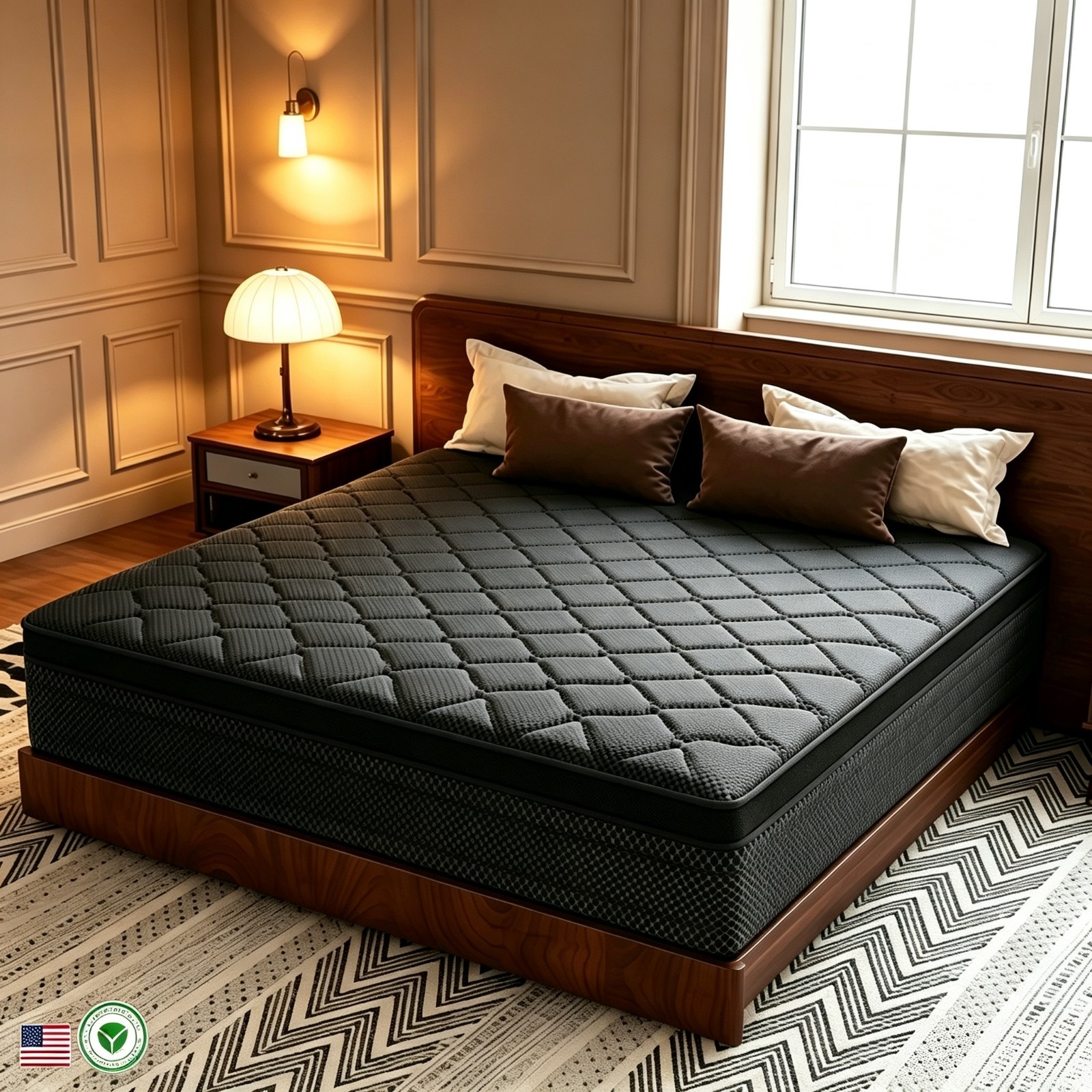 10/12/14 Inch Queen Size Mattresses Memory Foam Hybrid Black Mattress in a Box