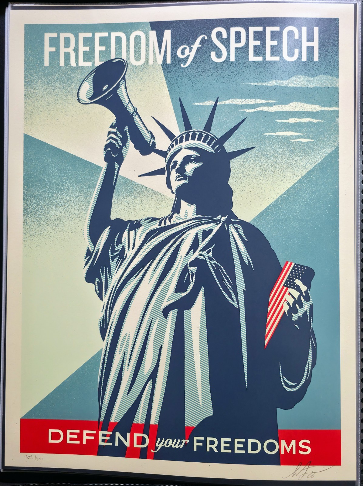 Shepard Fairey Obey Defend Your Freedoms Signed Screen Print Art Ltd Ed /400
