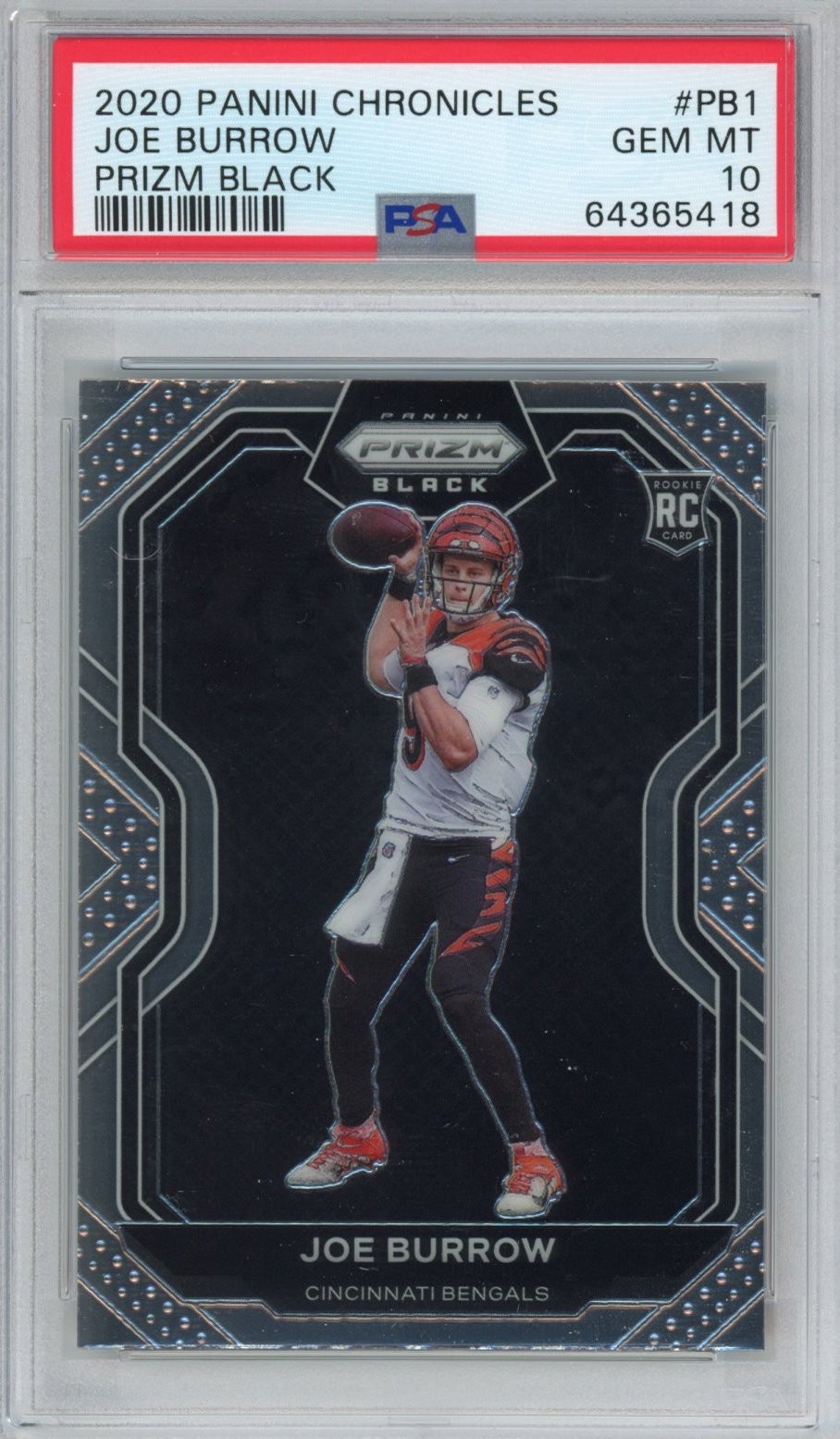 Graded 2020 Panini Chronicles Joe Burrow BP1 Prizm Black Rookie Card PSA 10 Graded 2020 Panini Chronicles Joe Burrow BP1 Prizm Black Rookie Card PSA 10