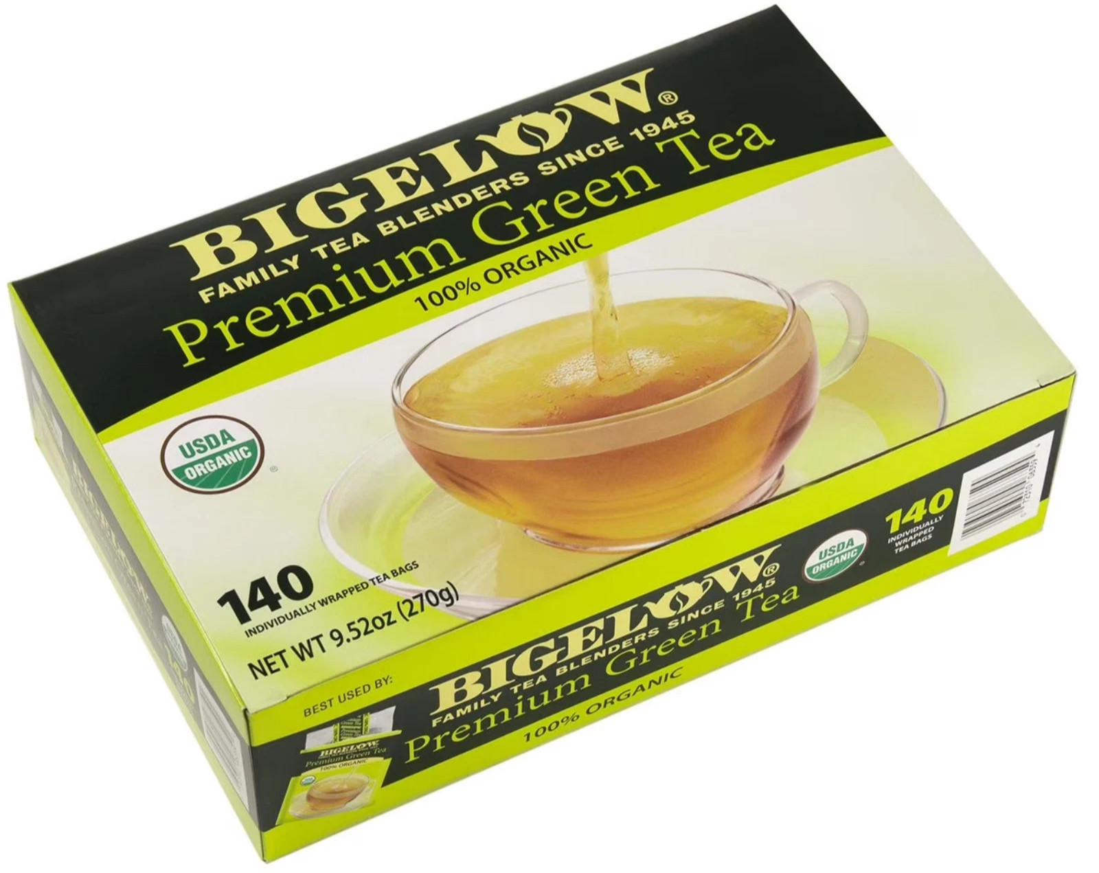 Bigelow Premium 100% Organic Green Tea Bags, 140 Count Bigelow Premium 100% Organic Green Tea Bags, 140 Count