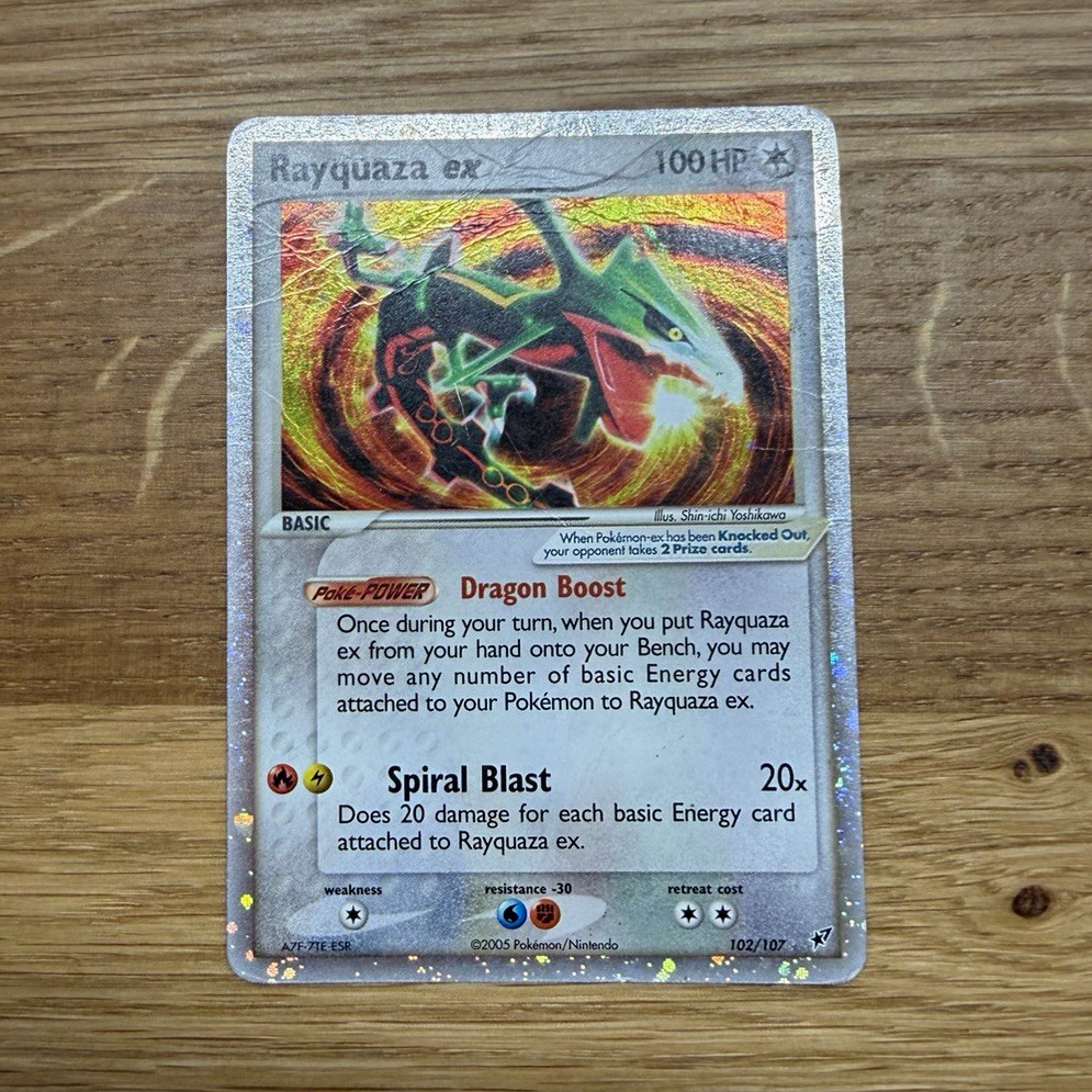Pokemon TCG Rayquaza ex 102/107 EX Deoxys Ultra Rare Holo ENG 2005 - SWIRL Pokemon TCG Rayquaza ex 102/107 EX Deoxys Ultra Rare Holo ENG 2005 - SWIRL