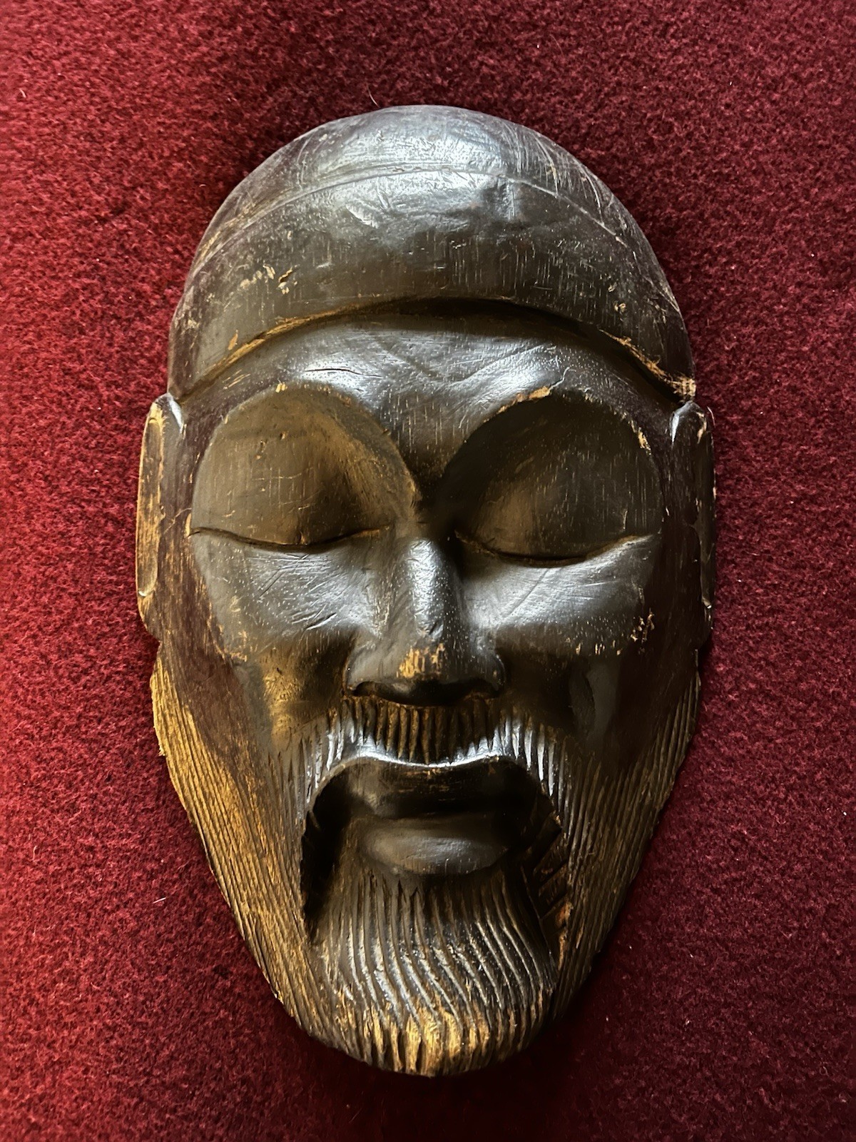 Vintage Wood Carved Indonesian Choi Sun Mask God of Wealth 13x8.375\ Vintage Wood Carved Indonesian Choi Sun Mask God of Wealth 13x8.375\