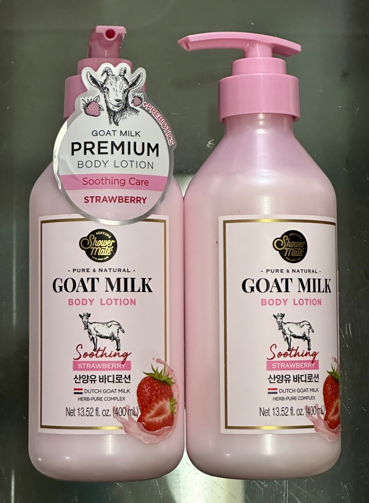 (2-Pk) SHOWER MATE Pure Natural DUTCH GOAT MILK Soothing STRAWBERRY BODY LOTION (2-Pk) SHOWER MATE Pure Natural DUTCH GOAT MILK Soothing STRAWBERRY BODY LOTION