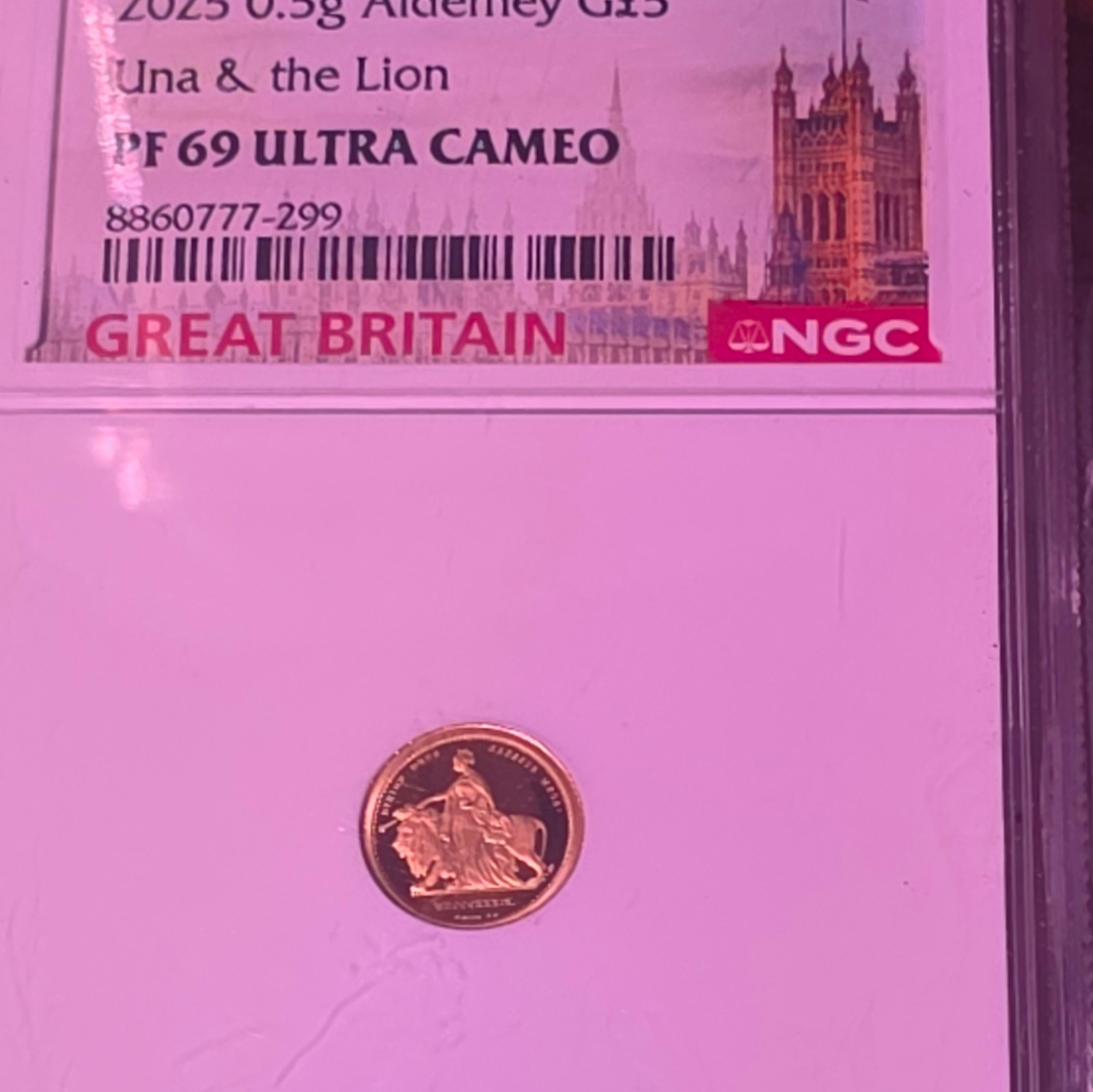 2025 0.5g Gold Alderney Una & the Lion NGC PF69 Ultra Cameo Coin 2025 0.5g Gold Alderney Una & the Lion NGC PF69 Ultra Cameo Coin