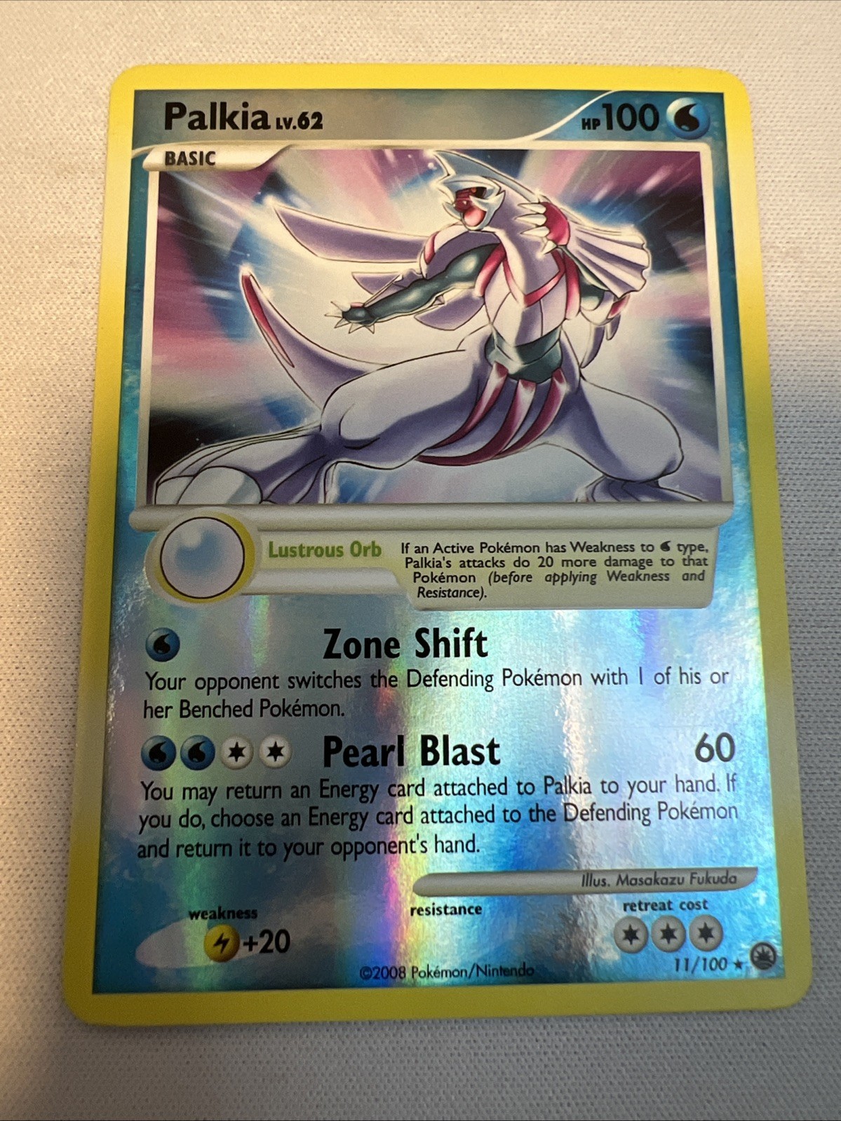 Palkia Holo Rare 2008 Majestic Dawn 11/100 Lightly Played Excellent To Near Mint Palkia Holo Rare 2008 Majestic Dawn 11/100 Lightly Played Excellent To Near Mint