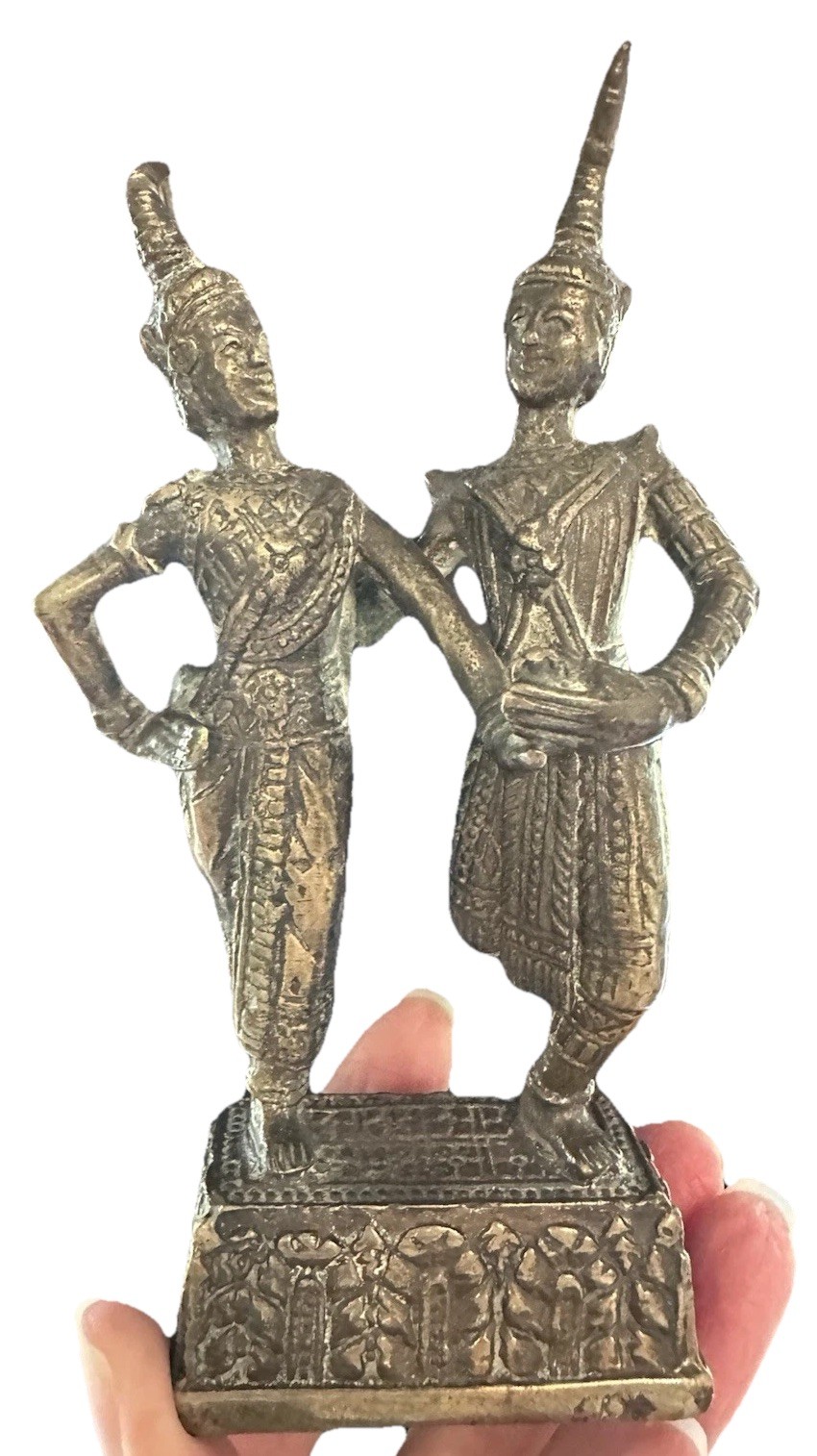 SET 3 Antique Bronze Brass Thai Dancer Figures Statues VTG Decor Collector SET 3 Antique Bronze Brass Thai Dancer Figures Statues VTG Decor Collector