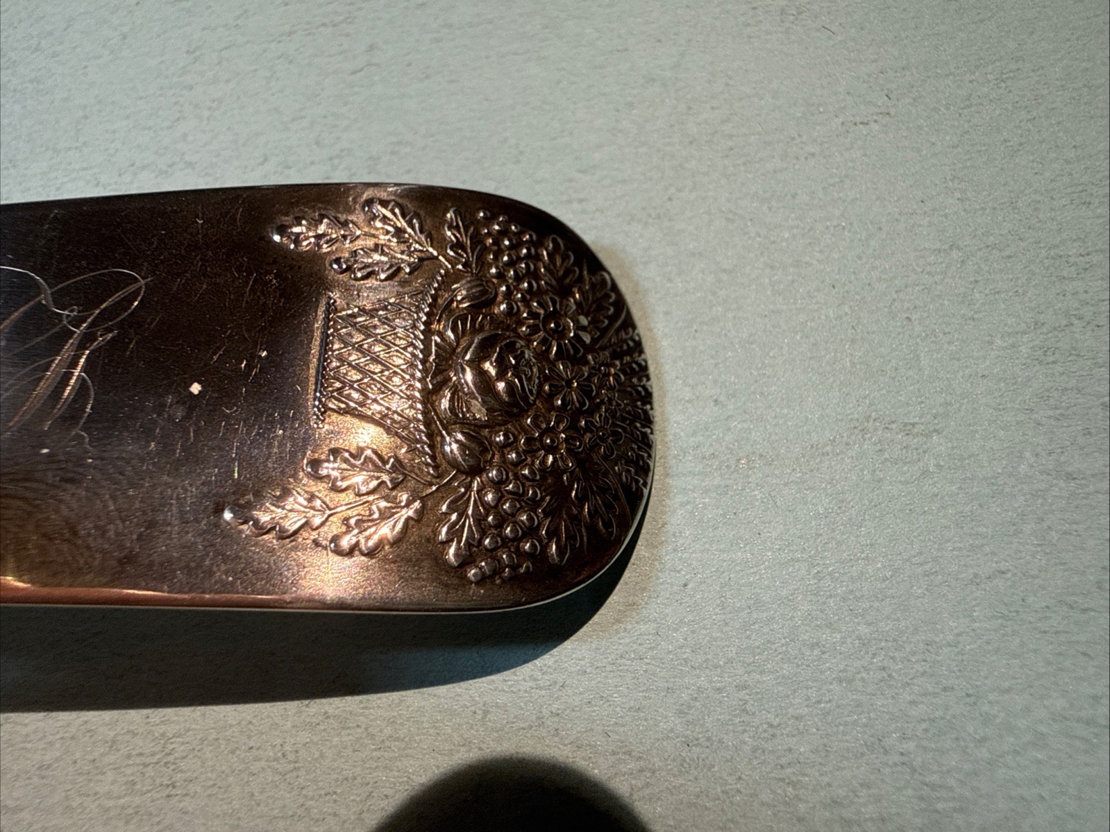 Antique Circa 1840 Large Ornate Coin Silver Handmade J. Lord, N.Y. Serving Spoon Antique Circa 1840 Large Ornate Coin Silver Handmade J. Lord, N.Y. Serving Spoon