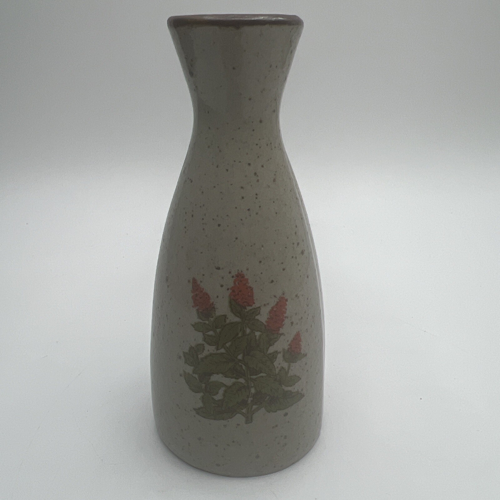 Vintage Takahashi Stoneware Speckled Bud Vase w/Orange Red Flowers Japan Vintage Takahashi Stoneware Speckled Bud Vase w/Orange Red Flowers Japan