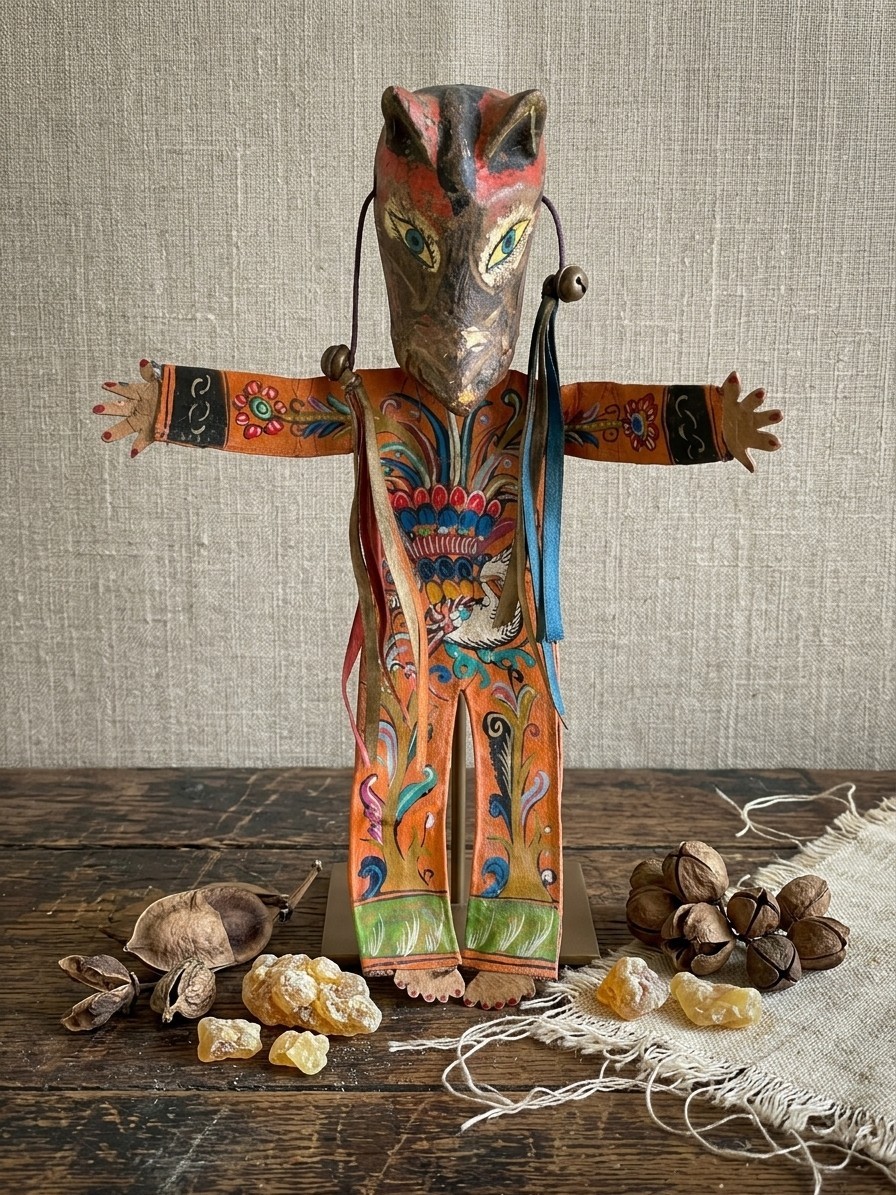 Vintage Mexican Xolo Dog Guardian Figure Nahua Guerrero Leather 18 in