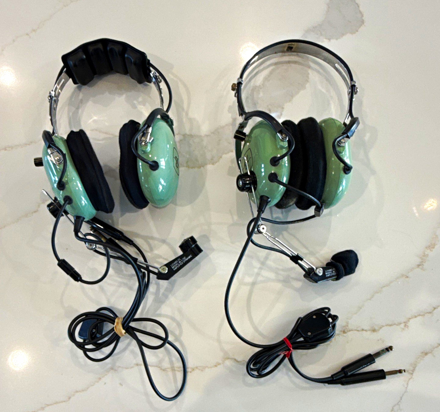 2- David Clark H10-20 Aviation Headsets Green/Black Boom Mic Dual Ear 12507G-29 2- David Clark H10-20 Aviation Headsets Green/Black Boom Mic Dual Ear 12507G-29