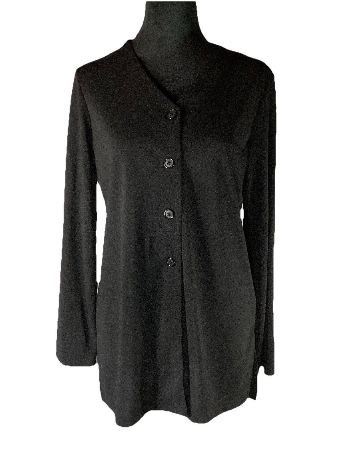 Hilliard & Hanson Women’s VTG Long Sleeve Black Button Up Shirt USA Whimsigoth S