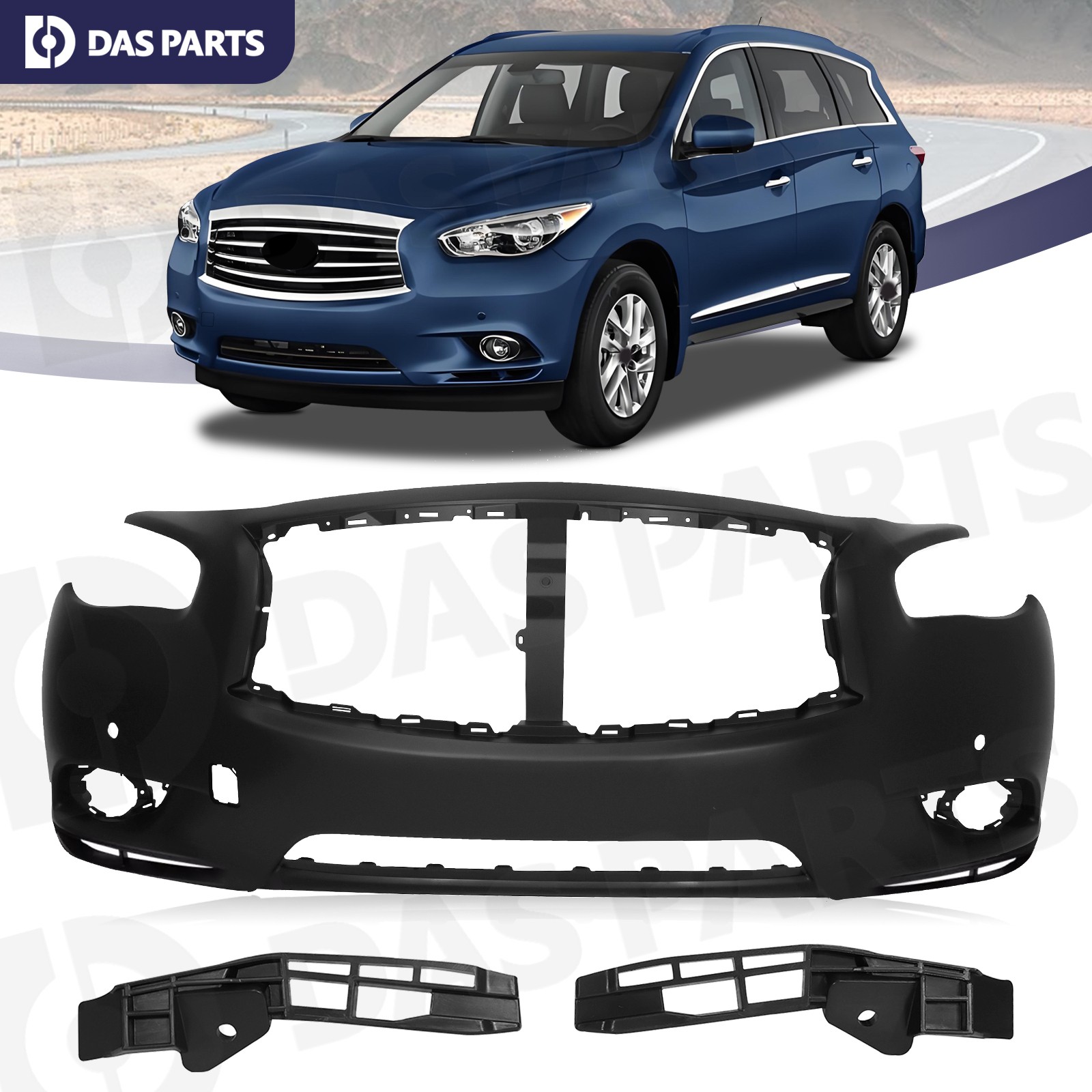 Front Bumper Cover For 2013 JX35 2014-2015 Infiniti QX60 Sensor Holes Primed