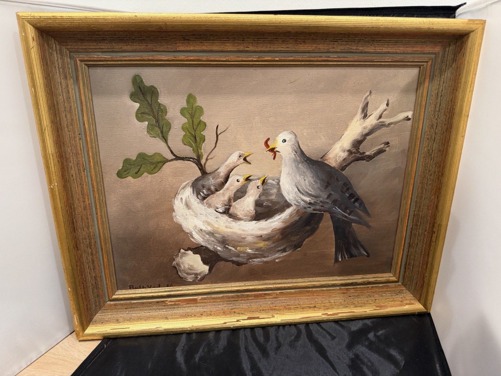Vintage 1976 Ruth Vail Oil Painting Signed Ancobilt Frame Vintage 1976 Ruth Vail Oil Painting Signed Ancobilt Frame