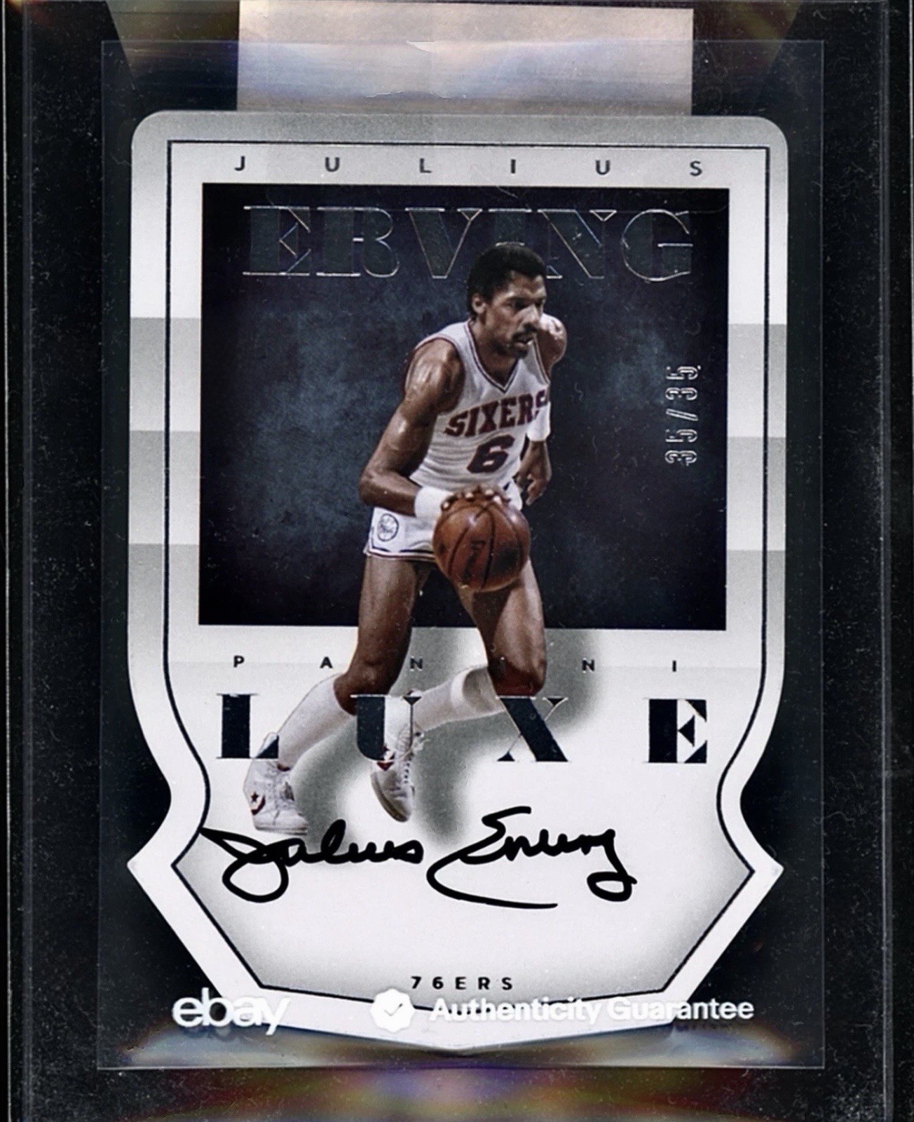 Julius Erving 2014-15 Panini Luxe Die Cut On Card Auto /35 HOF 76ers Julius Erving 2014-15 Panini Luxe Die Cut On Card Auto /35 HOF 76ers