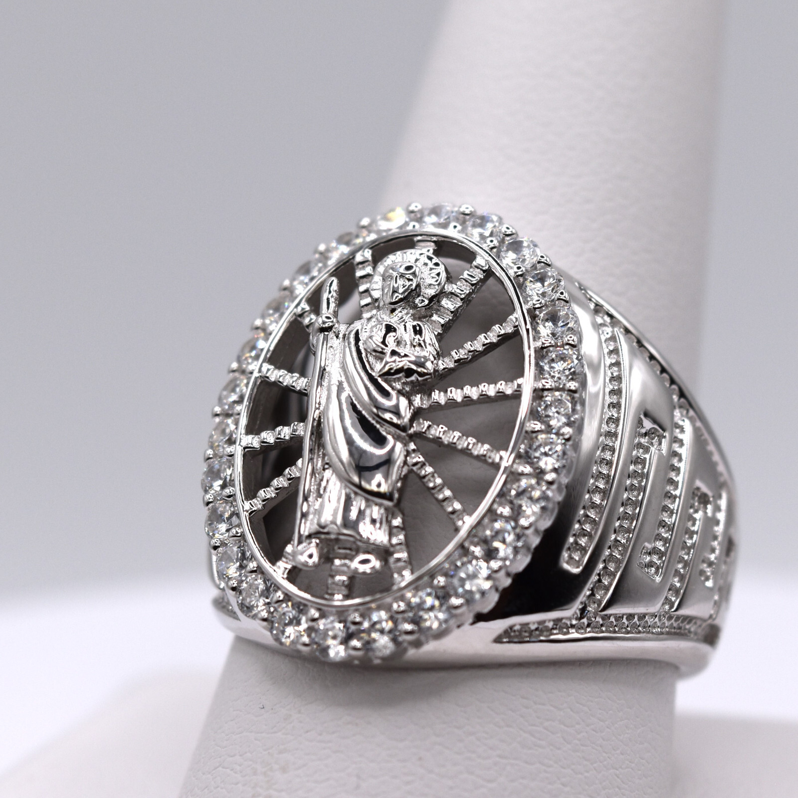 Authentic 925 Sterling Silver CZ Saint Jude Thaddeus Ring Christian Statement Authentic 925 Sterling Silver CZ Saint Jude Thaddeus Ring Christian Statement