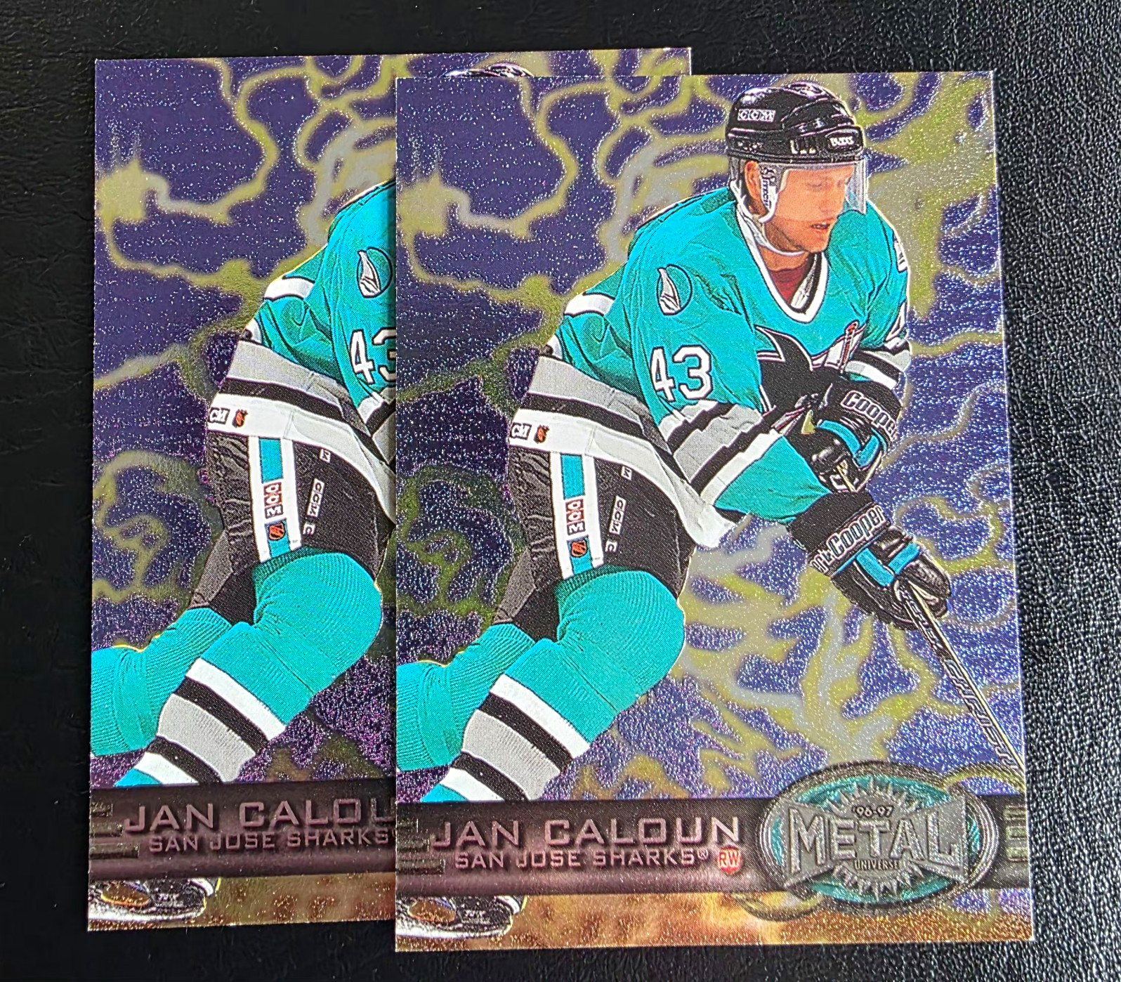 Fleer/SkyBox 1996-97 Metal Universe Jan Caloun Rookie #173 Sharks 2-Card RC Lot Fleer/SkyBox 1996-97 Metal Universe Jan Caloun Rookie #173 Sharks 2-Card RC Lot