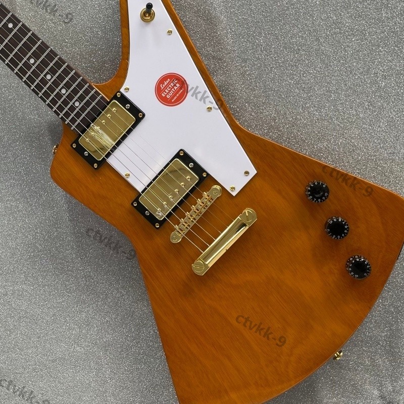Solid Body Electric Guitar Stainless Rounded Fret Gold Hardware HH 