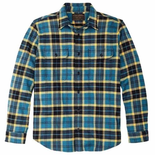 Filson Vintage Flannel Work Shirt Blue Ash Gold Heavyweight Mens S NWT