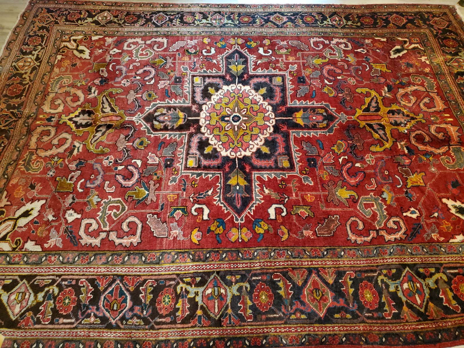 Vintage Antique Turkish Rug HandMade Tribal Geometric Rug 3.5\ Vintage Antique Turkish Rug HandMade Tribal Geometric Rug 3.5\