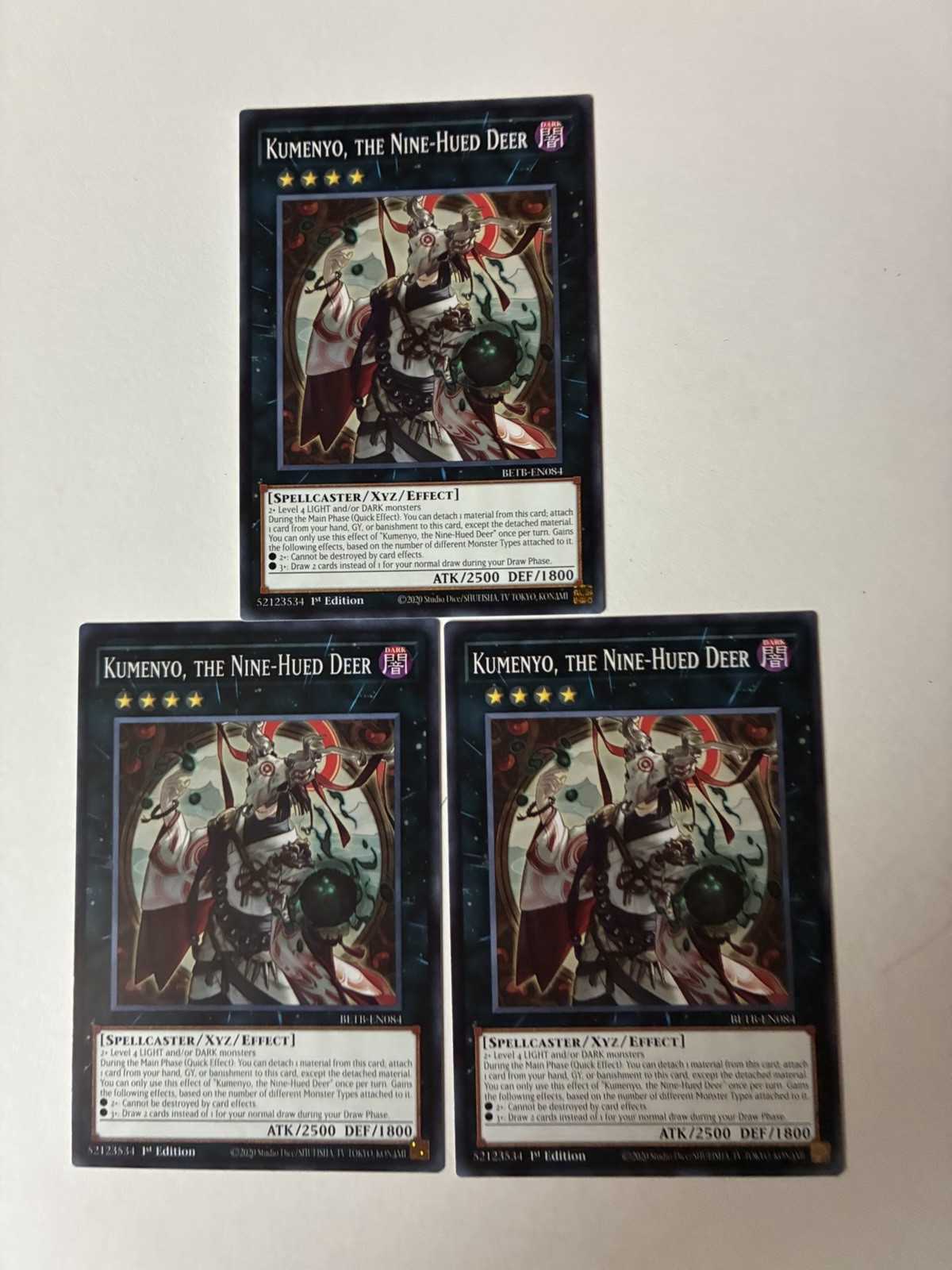 3x Kumenyo The Nine-hued Deer Betb Near Mint Condition 3x Kumenyo The Nine-hued Deer Betb Near Mint Condition