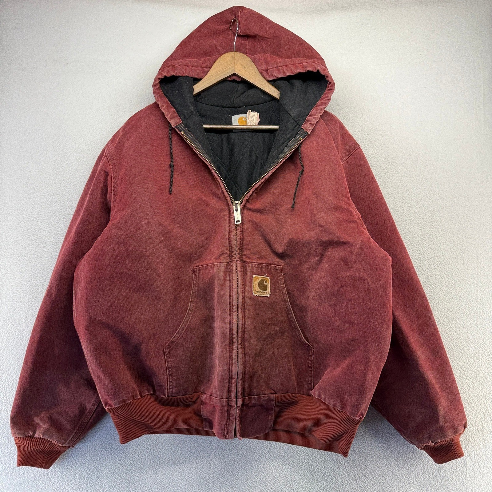 Vintage Carhartt Jacket Men\'s XL Red J68BRK Canvas Duck Canvas Zip Bomber USA