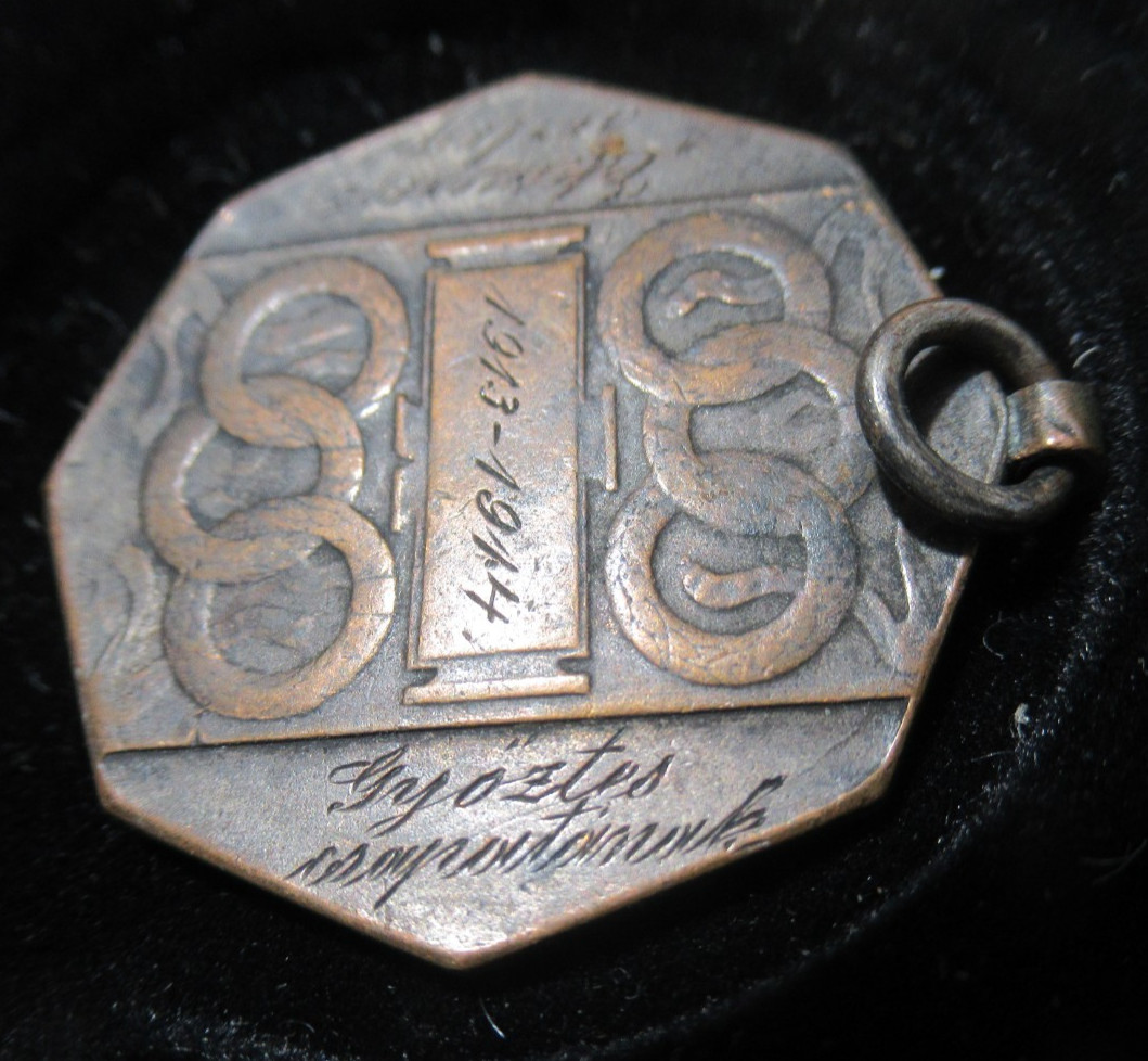 SCARCE 1913-1914 Antique European Soccer Football Award Medal L Beran Engraved