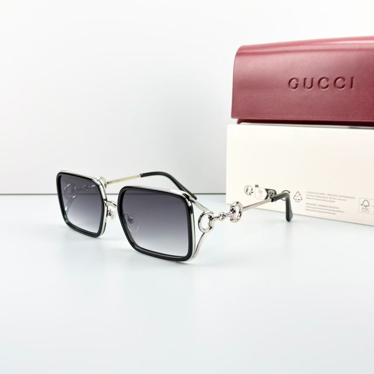 Gucci GG1675 Silver Black Frame Gray Gradient Lens Sunglasses New w/ Case Gucci GG1675 Silver Black Frame Gray Gradient Lens Sunglasses New w/ Case