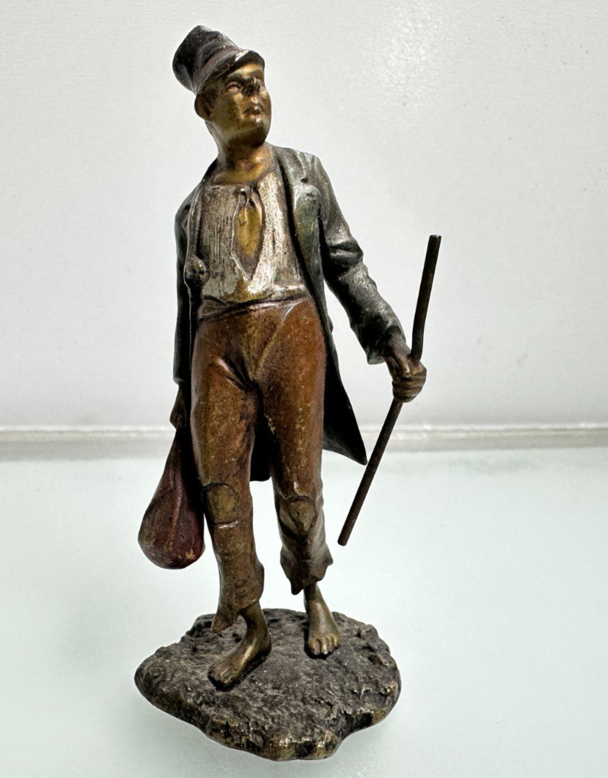 Antique Franz Bergman Vienna Cold Painted Bronze Tramp Figurine #7294 Antique Franz Bergman Vienna Cold Painted Bronze Tramp Figurine #7294