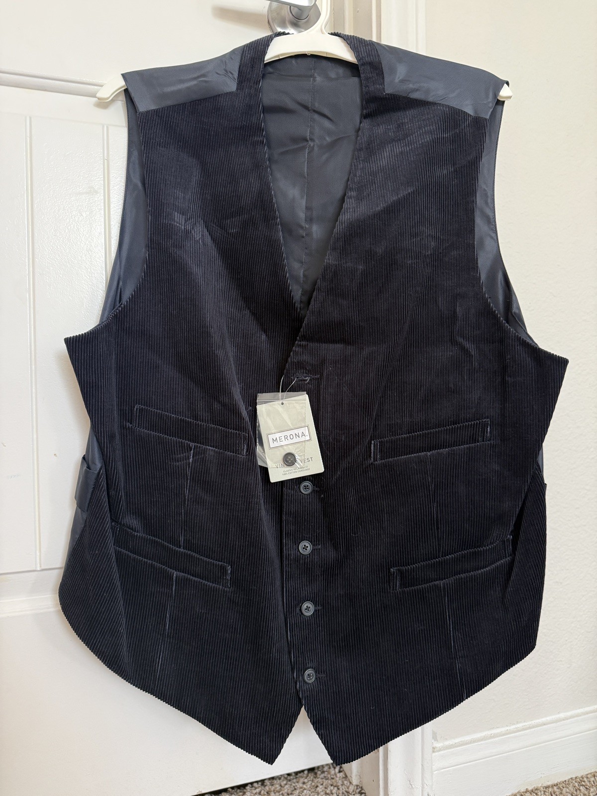 Merona Vintage Men\'s Vest XL Regular blue Corduroy Cotton Business