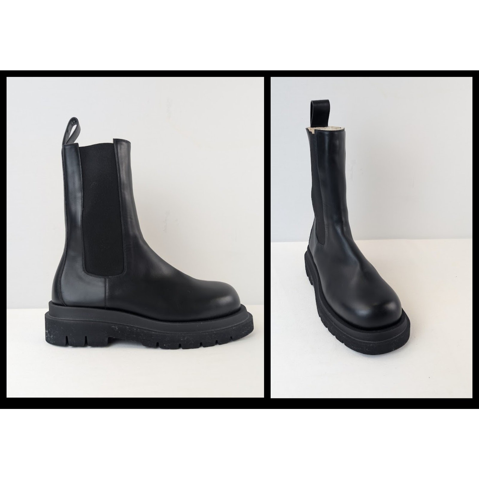 Bottega Veneta Smooth Cozy Calf Leather Lug Boots in Black BNWB 43.5 Bottega Veneta Smooth Cozy Calf Leather Lug Boots in Black BNWB 43.5