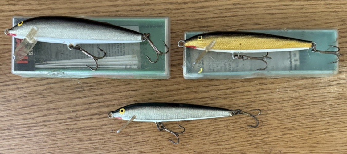 Lot Of 3 - Vintage Rapala Original Minnows • Finland • 2) Floating & 1) Sinking