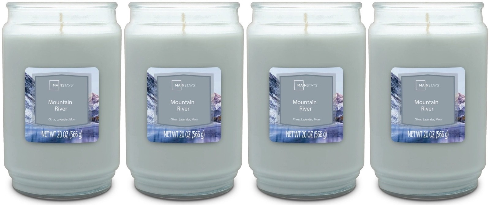 4 Mainstays MOUNTAIN RIVER Large 1-Wick Tall Scented Candle 20oz