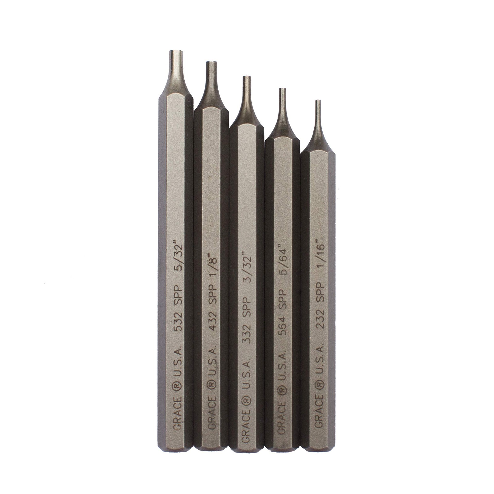 Grace USA Steel Short Roll Pin Punch Set 5 Size Durable Hex Steel Made in USA Grace USA Steel Short Roll Pin Punch Set 5 Size Durable Hex Steel Made in USA
