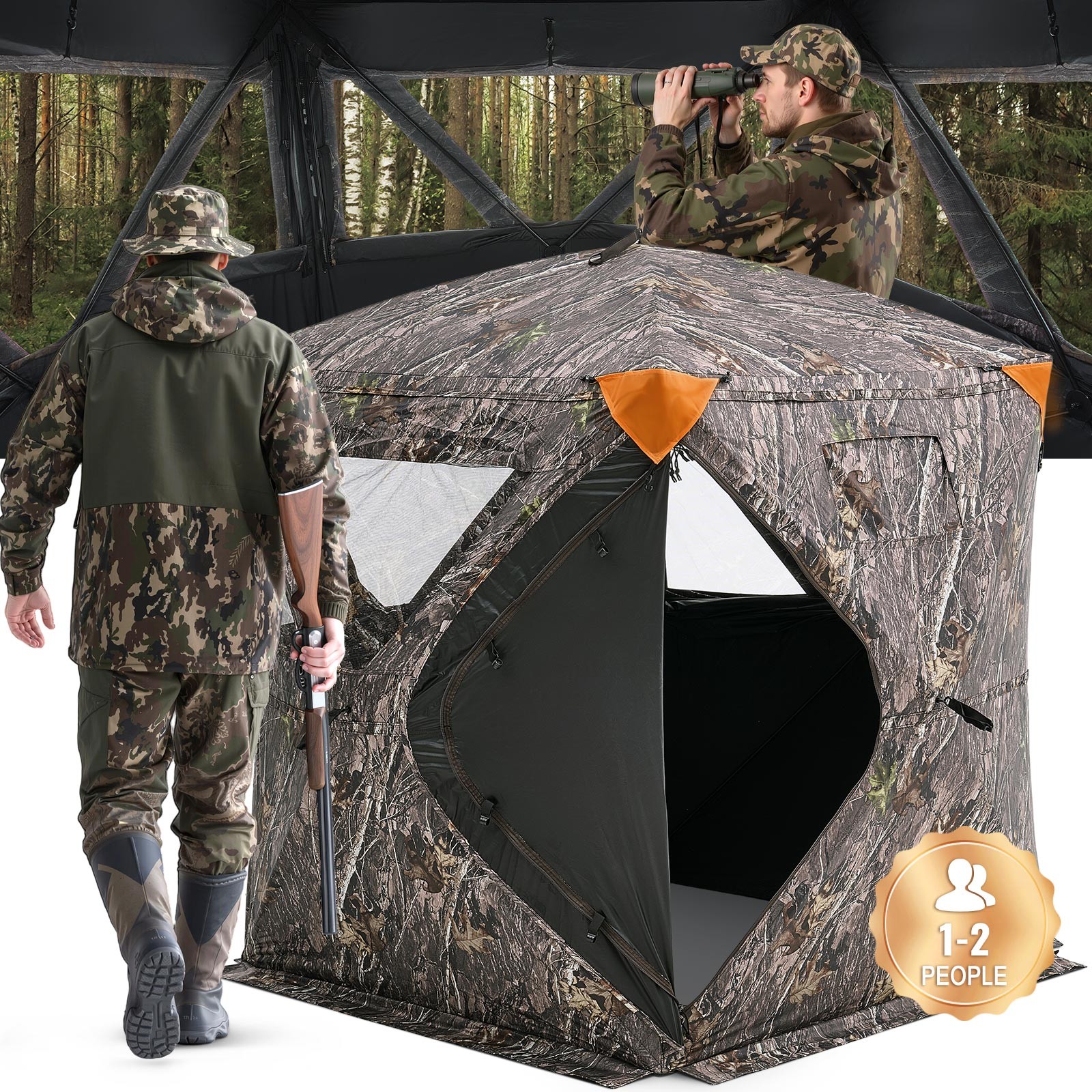 Uimoso Hunting Blind 270°View Ground Camouflage with Mesh Windows for 1-2 People