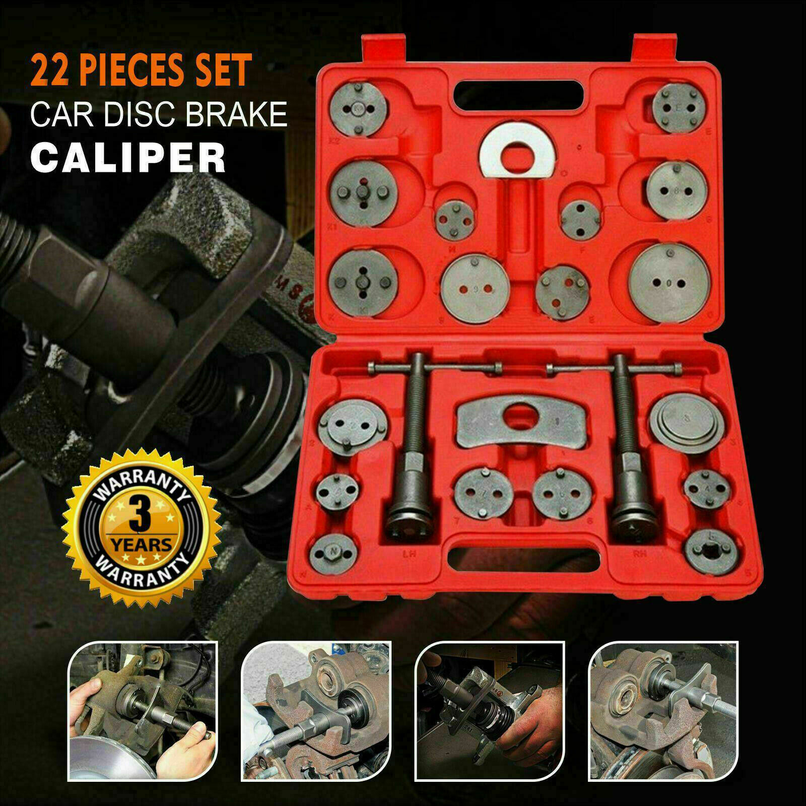 22PCS Pro Disc Brake Caliper Compressor Rewind Wind Back Tool Piston Pad Kit Set 22PCS Pro Disc Brake Caliper Compressor Rewind Wind Back Tool Piston Pad Kit Set
