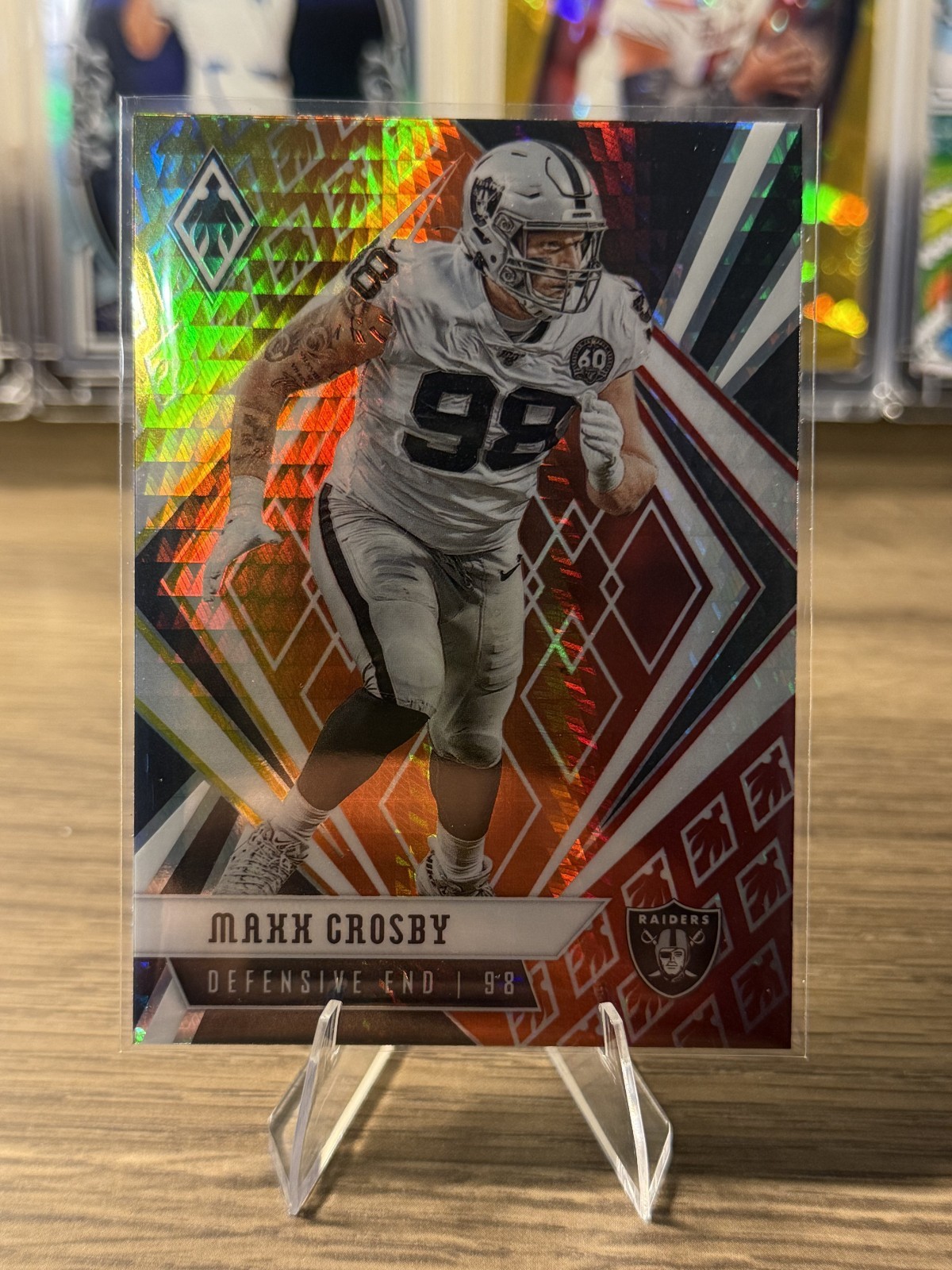 2020 Panini Phoenix Maxx Crosby Fire Burst Parallel #77 Las Vegas Raiders 2020 Panini Phoenix Maxx Crosby Fire Burst Parallel #77 Las Vegas Raiders