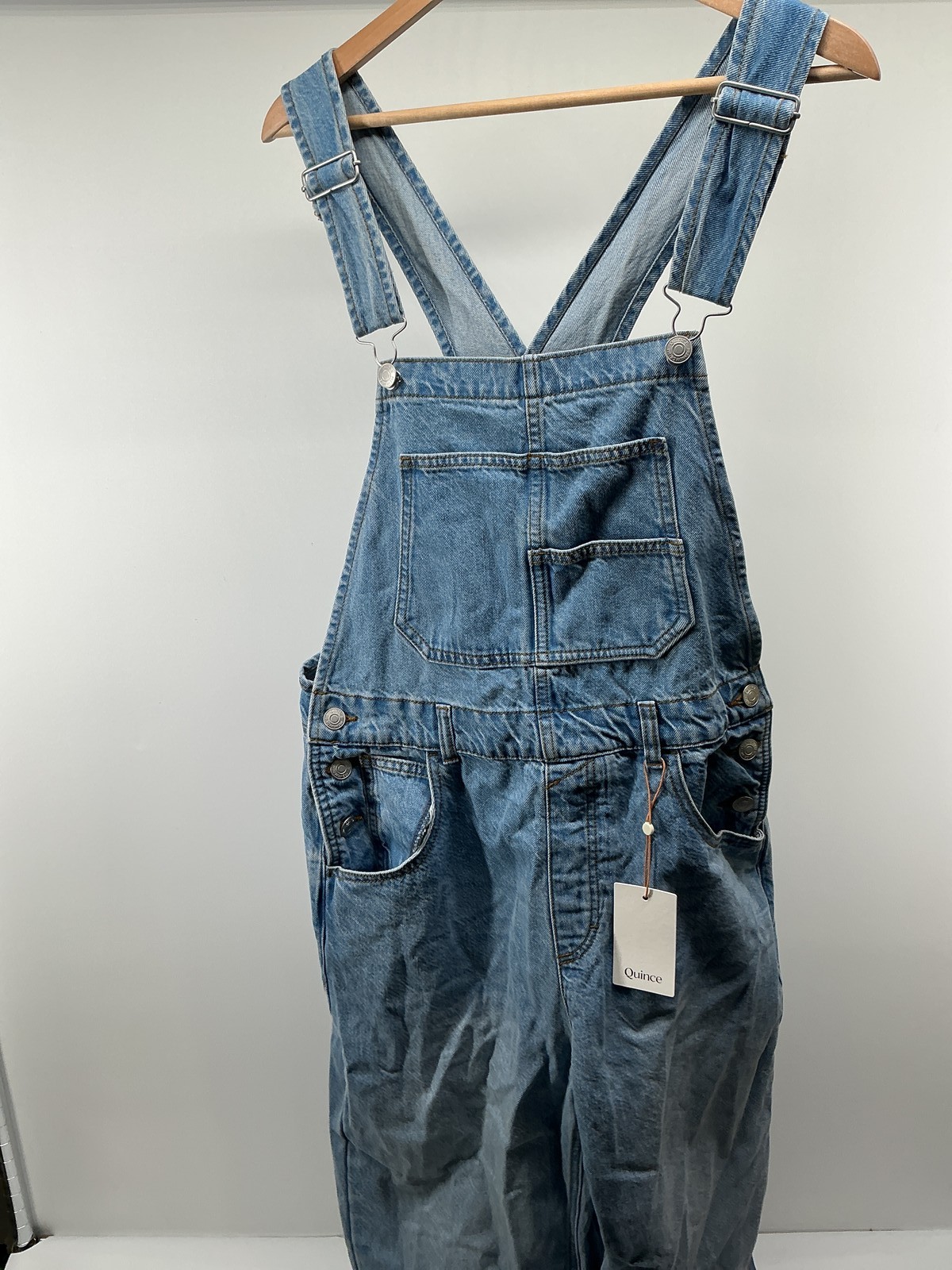 Quince Womens 100% Organic Denim Overalls