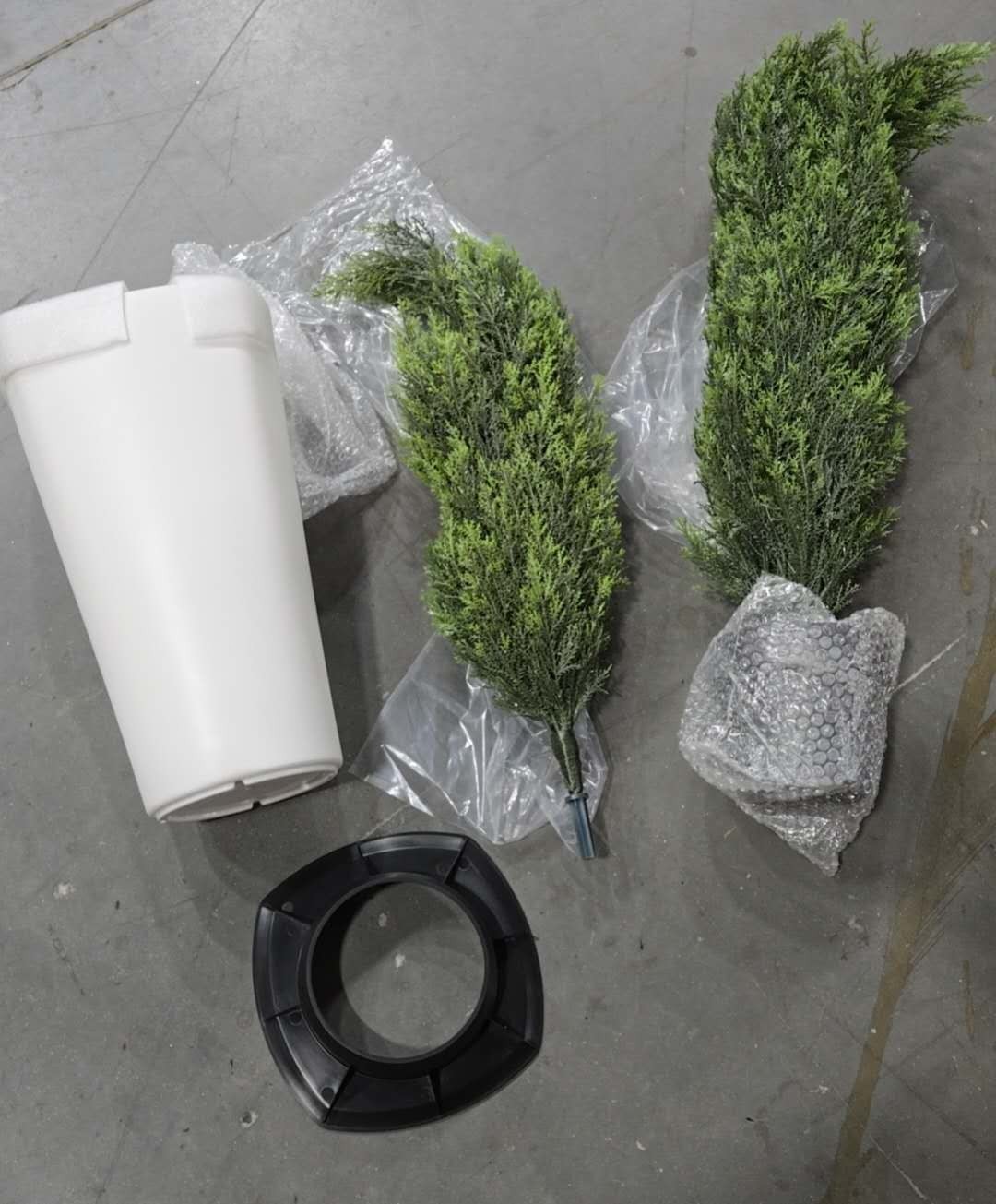 5 Feet Artificial Cypress Plant White Round Pot Indoor & Outdoor Ornamental Tree
