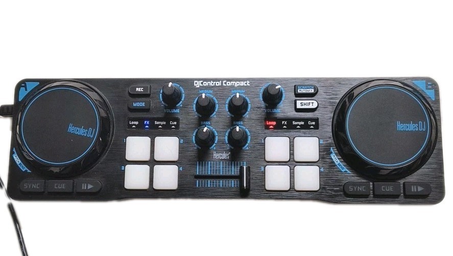 Hercules DJ Control Compact Mobile DJ Mixer 2 Deck Controller Board *No USB Cord